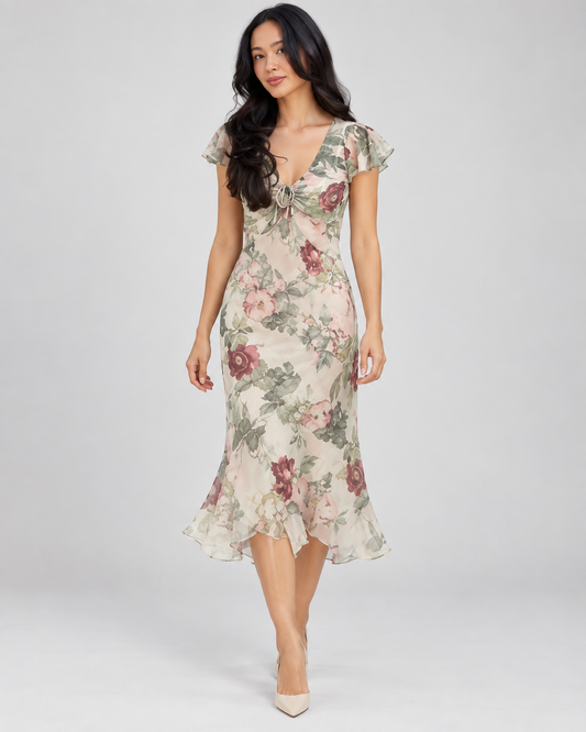 Celia Vintage Floral Midi Dress