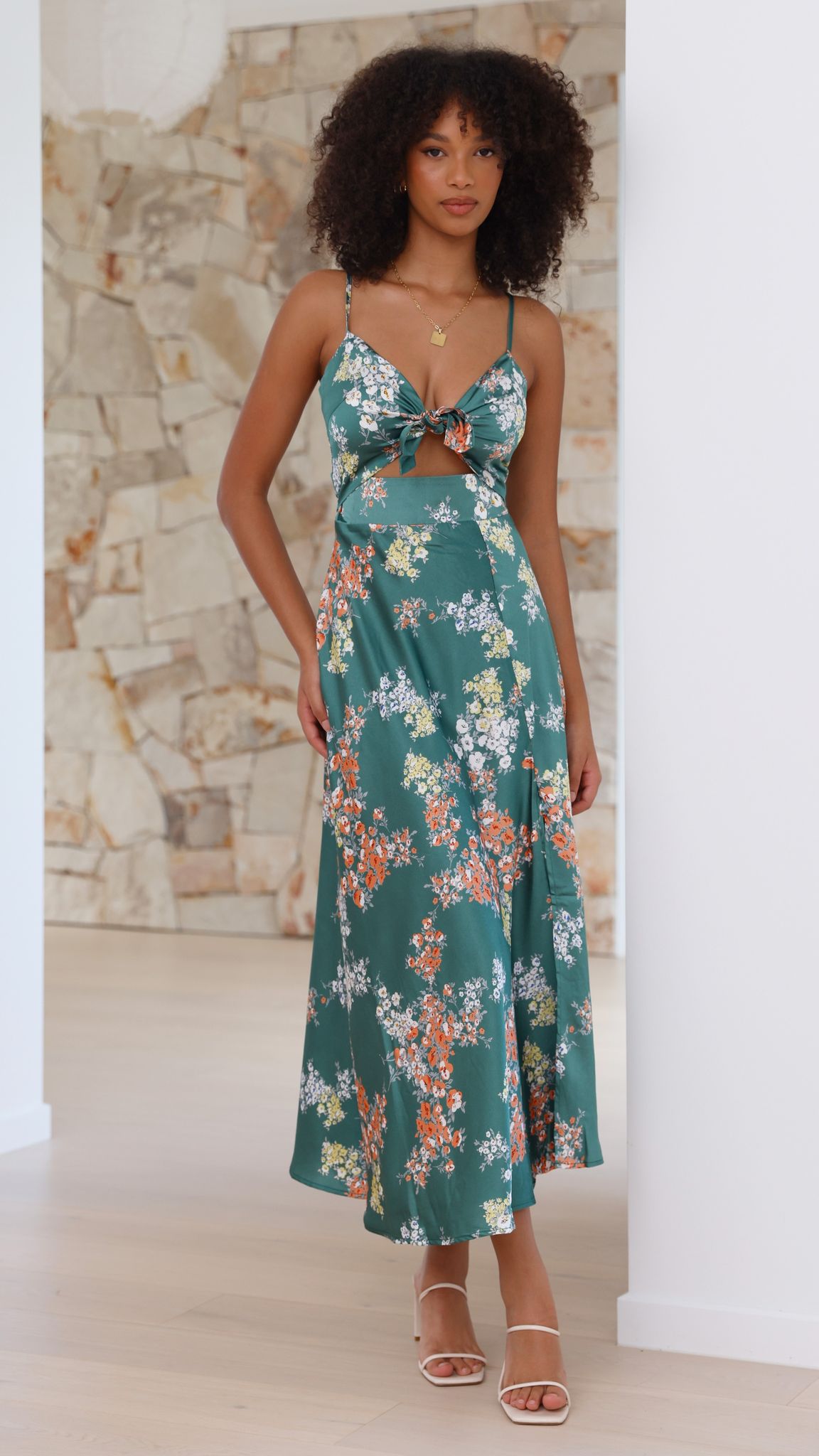 Dreamers Midi Dress - Green Floral