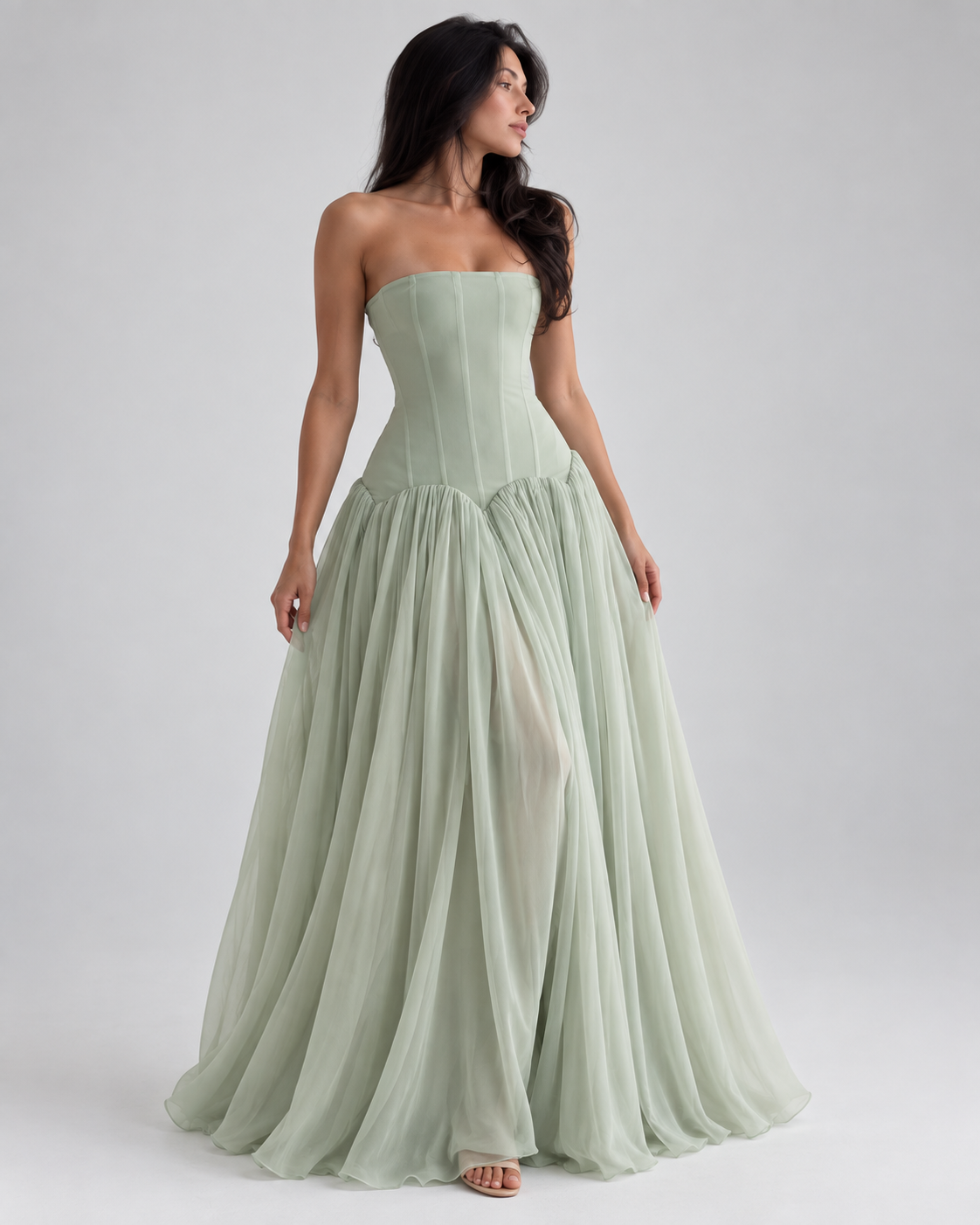 Seraphina Sage Corset Maxi Dress