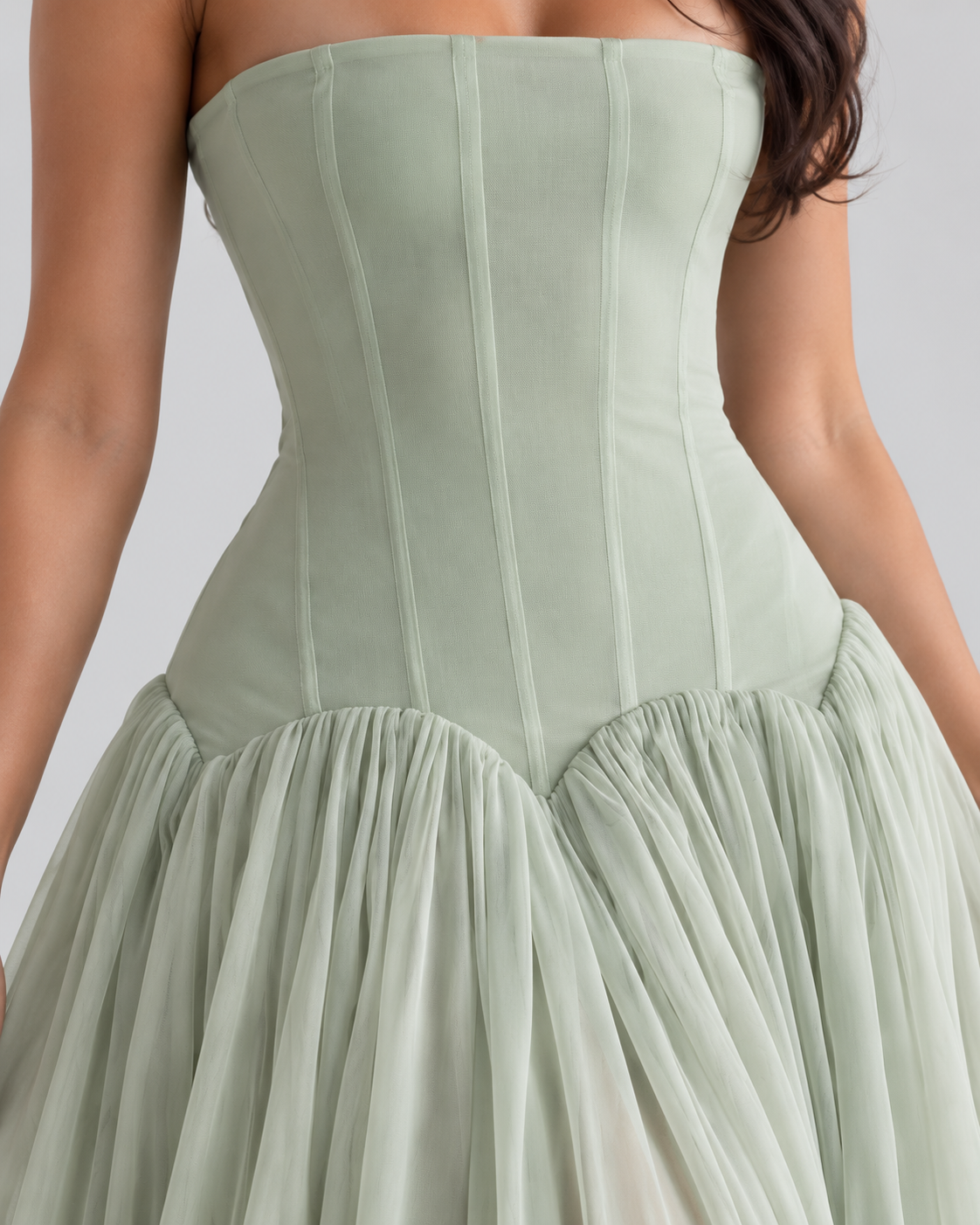 Seraphina Sage Corset Maxi Dress