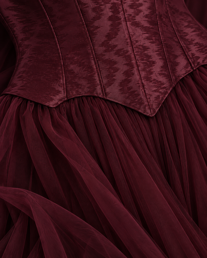 Celeste Burgundy Corset Maxi Dress
