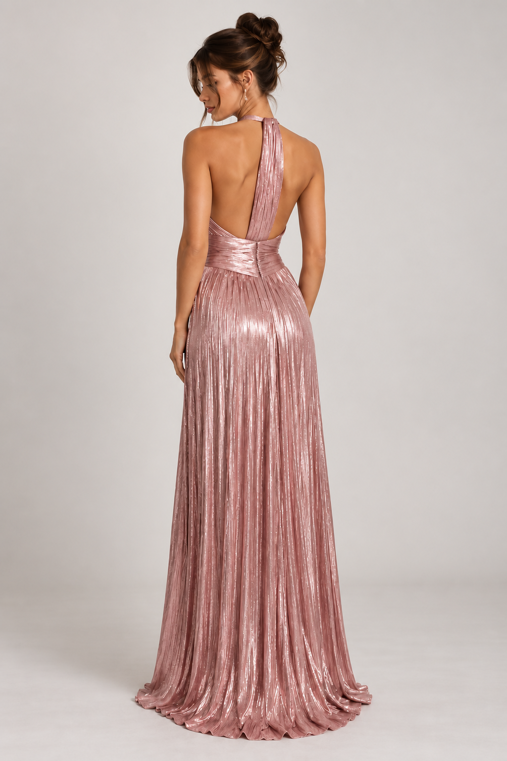 Rosalie Metallic Halter Maxi Dress