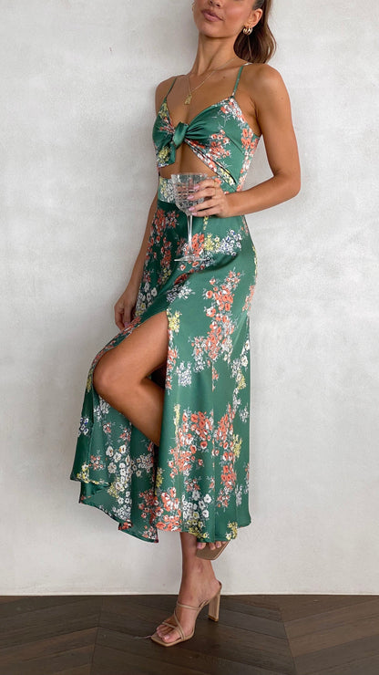 Dreamers Midi Dress - Green Floral