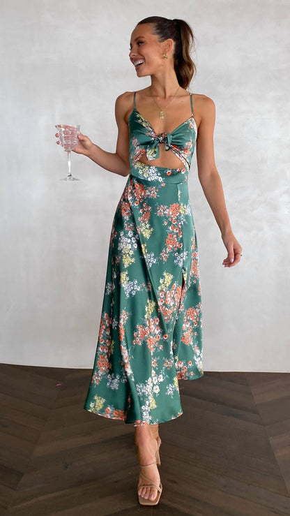 Dreamers Midi Dress - Green Floral